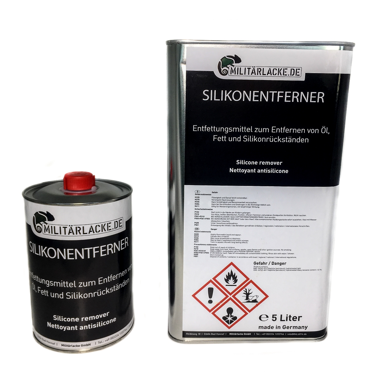 Silikonentferner im 1L und 5L Gebinde | MILITRLACKE.DE Silikonentferner im 1L und 5L Gebinde | MILITRLACKE.DE